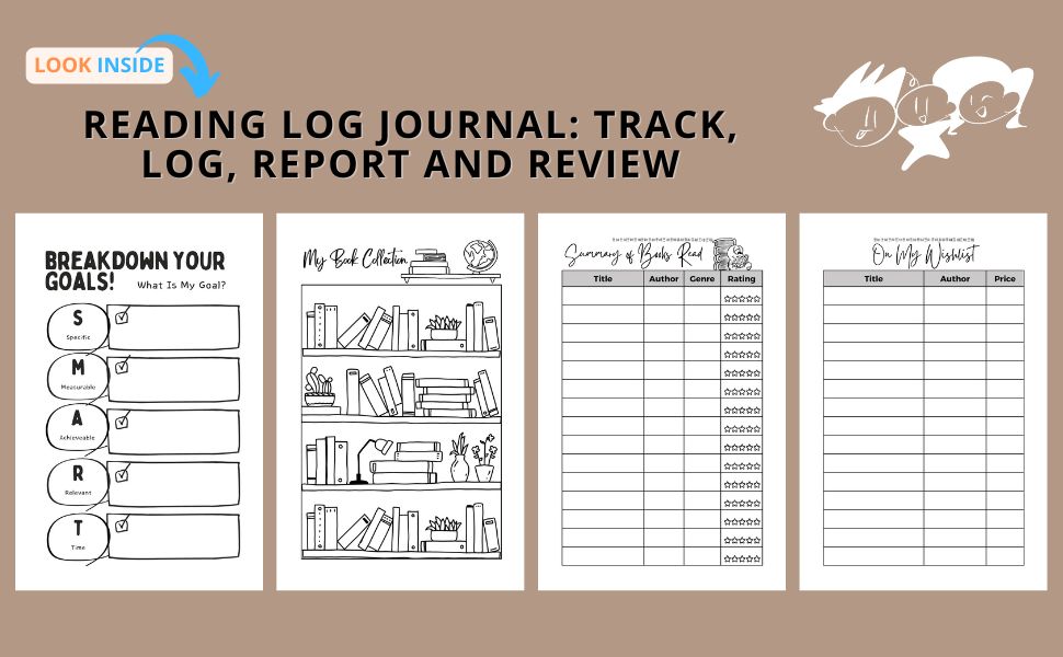 cute reading log journal,